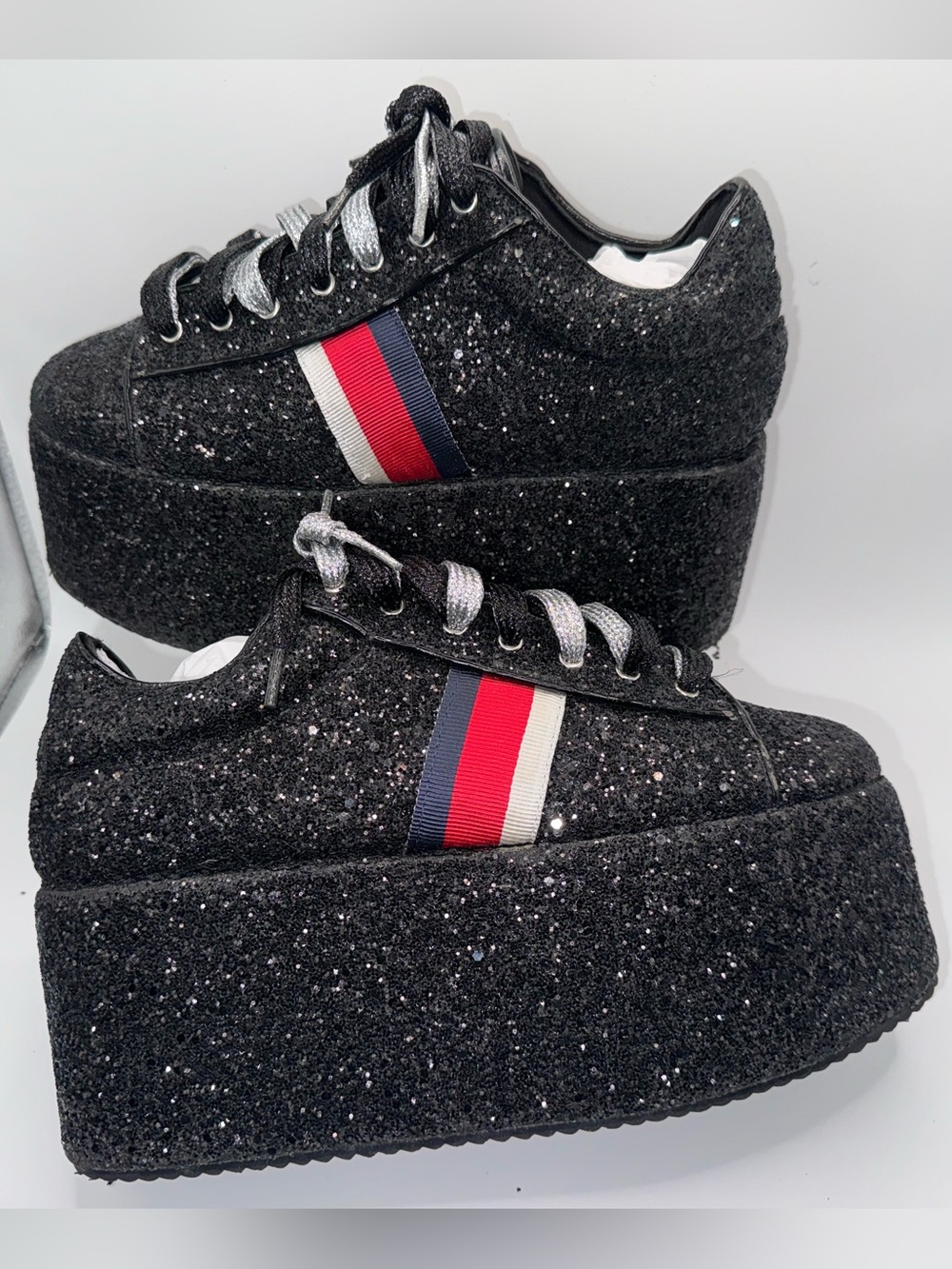 ✨ Cape Robbin Black Glitter Platform Sneakers | women 9/EU40